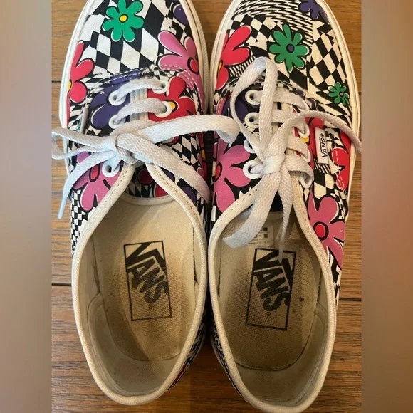 Vans Off The Wall Floral Checkerboard Lace Up Unisex Shoes Size 6.5 - Picture 3 of 4